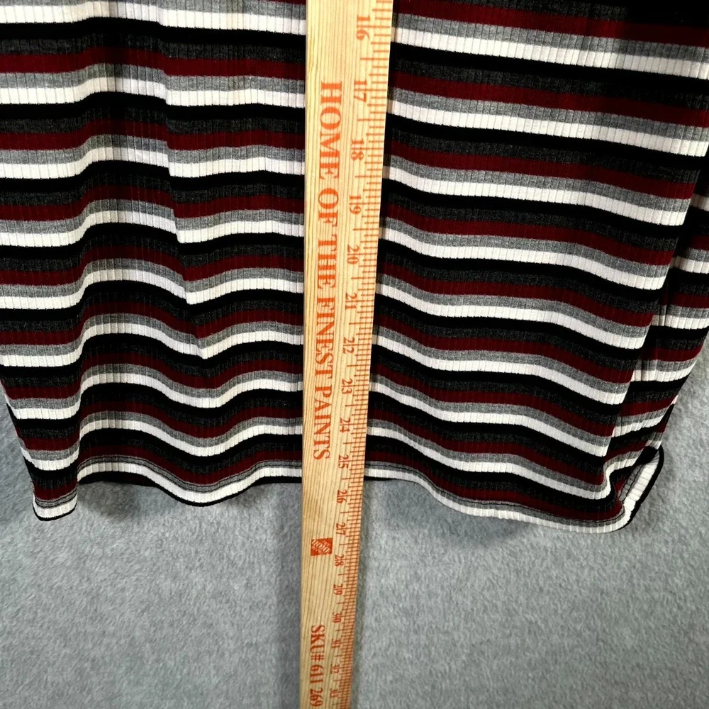 Womens‎ Sweater Dress Large Multicolor Horizontal Striped Ribbed Round Neck
